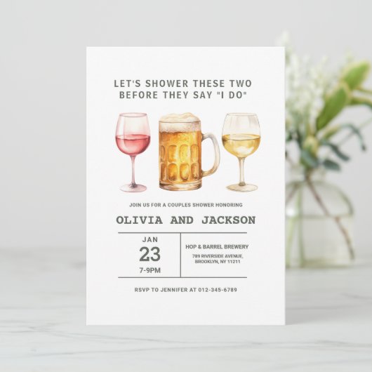 Bierwijnbrouwerij Waterverf Koppels Douche Kaart (Staand voorkant)