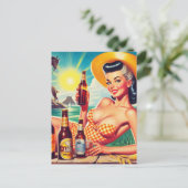  bierzomermeisje briefkaart (Staand voorkant)