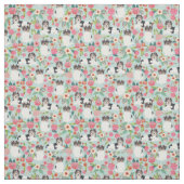 Biewer Terrier bloemenblauw Stof (Swatch)