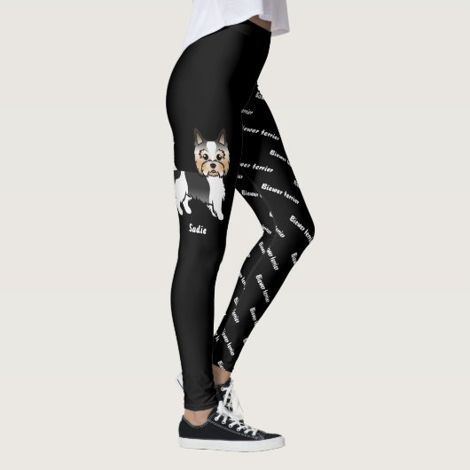 Biewer Terrier Cartoon Dog & Dog's Name and Breed Leggings (Rechts)