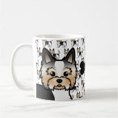 Biewer Terrier Cartoon Dogs met hond Bone & Name Koffiemok (Links)
