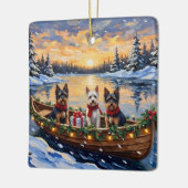 Biewer Terrier Christmas Boat Holiday Keramisch Ornament (Links)