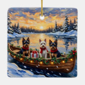 Biewer Terrier Christmas Boat Holiday Keramisch Ornament (Achterkant)