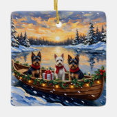 Biewer Terrier Christmas Boat Holiday Keramisch Ornament (Voorkant)