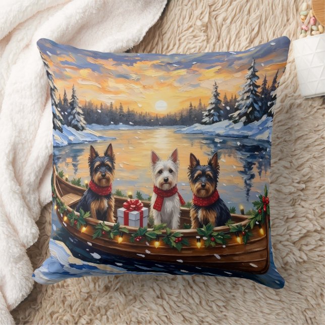 Biewer Terrier Christmas Boat Holiday Kussen (Deken)