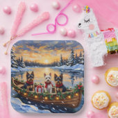 Biewer Terrier Christmas Boat Holiday Papieren Bordje (Feest)