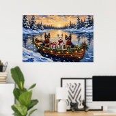 Biewer Terrier Christmas Boat Holiday Poster (Thuiskantoor)
