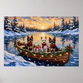 Biewer Terrier Christmas Boat Holiday Poster (Voorkant)