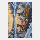 Biewer Terrier Christmas Boat Holiday Theedoek (Verticaal)