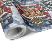 Biewer Terrier Christmas Red Truck Holiday Cadeaupapier (Rol Hoek)