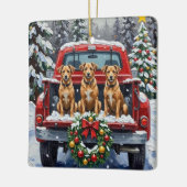 Biewer Terrier Christmas Red Truck Holiday Keramisch Ornament (Links)