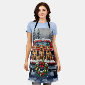 Biewer Terrier Christmas Red Truck Holiday Schort (Gedragen)