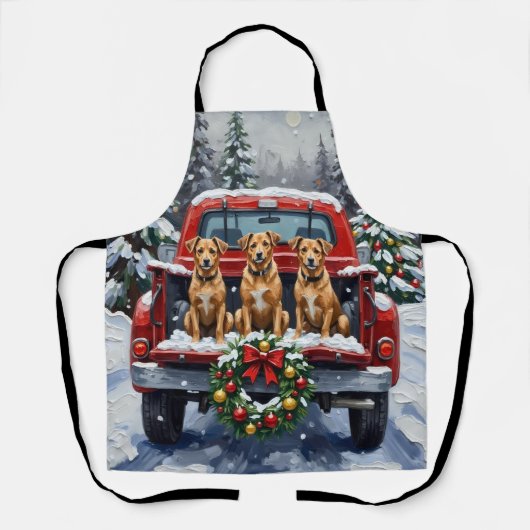 Biewer Terrier Christmas Red Truck Holiday Schort (Voorkant)