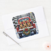 Biewer Terrier Christmas Red Truck Holiday Vierkante Sticker (Envelop)