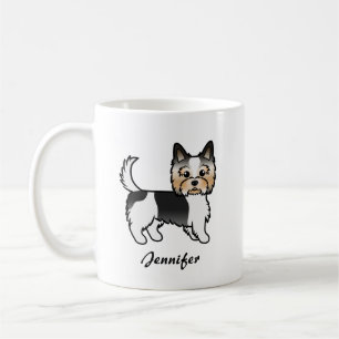 Biewer Terrier Cute Cartoon Dog & Name Koffiemok