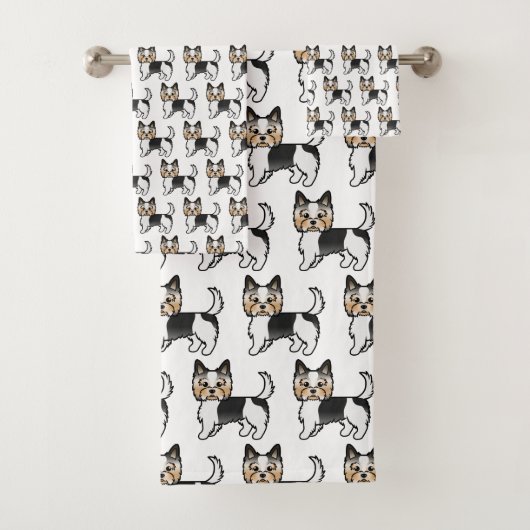 Biewer Terrier Cute Cartoon Dog Patroon Bad Handdoek (Insitu)