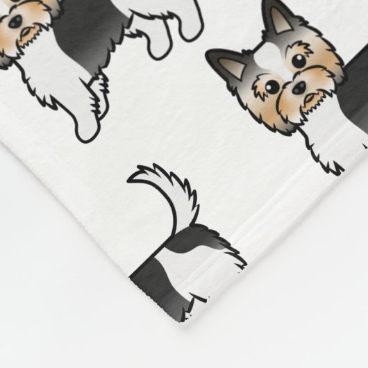Biewer Terrier Cute Cartoon Dog Patroon Fleece Deken (Hoek)