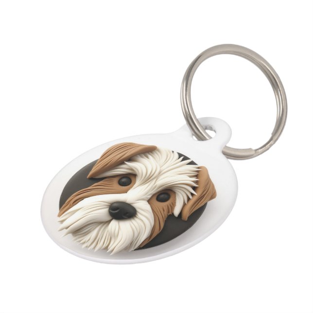 Biewer Terrier Dog 3D geïnspireerd Huisdierpenning (Zijkant)