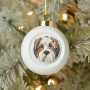 Biewer Terrier Dog 3D geïnspireerd Keramische Bal Ornament