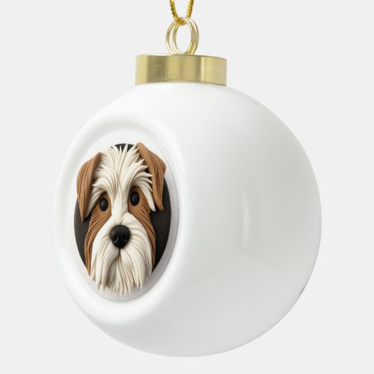 Biewer Terrier Dog 3D geïnspireerd Keramische Bal Ornament (Rechts)