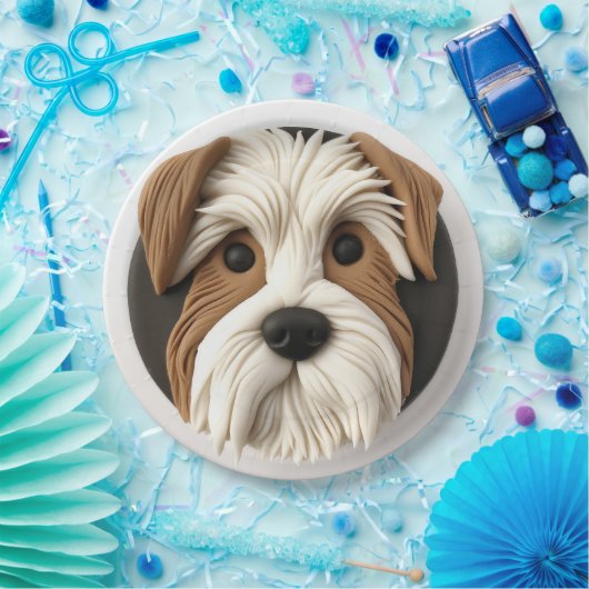 Biewer Terrier Dog 3D geïnspireerd Papieren Bordje (Feest)