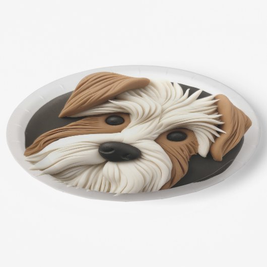 Biewer Terrier Dog 3D geïnspireerd Papieren Bordje (Gekanteld)