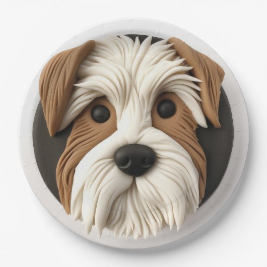 Biewer Terrier Dog 3D geïnspireerd Papieren Bordje (Voorkant)