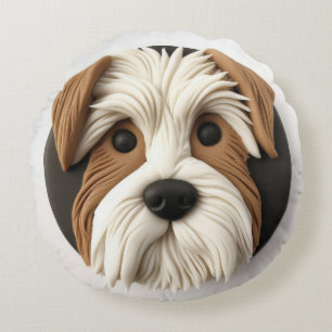 Biewer Terrier Dog 3D geïnspireerd Rond Kussen