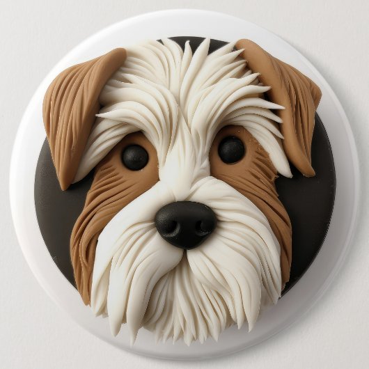 Biewer Terrier Dog 3D geïnspireerd Ronde Button 6,0 Cm (Voorkant)