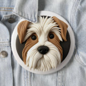 Biewer Terrier Dog 3D geïnspireerd Ronde Button 6,0 Cm (In situ)