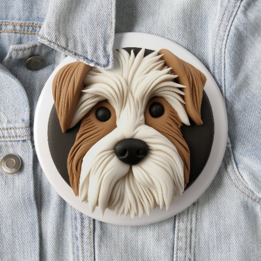 Biewer Terrier Dog 3D geïnspireerd Ronde Button 6,0 Cm (In situ)