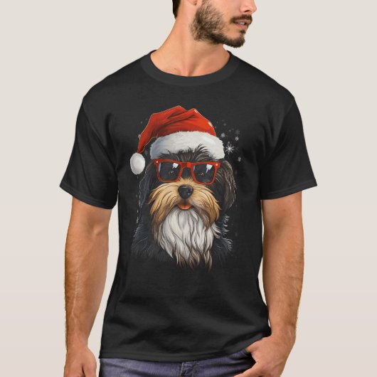 Biewer Terrier Dog Christmas Graphic T - shirts vo (Voorkant)