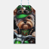 Biewer Terrier Dog Driving Bike Street Patrick's D Cadeaulabel (Voorkant)
