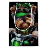 Biewer Terrier Dog Driving Bike Street Patrick's D Medium Cadeauzakje (Voorkant)