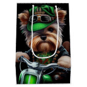 Biewer Terrier Dog Driving Bike Street Patrick's D Medium Cadeauzakje (Achterkant)