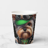 Biewer Terrier Dog Driving Bike Street Patrick's D Papieren Bekers (Achterkant)