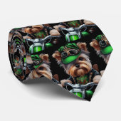 Biewer Terrier Dog Driving Bike Street Patrick's D Stropdas (Opgerold)