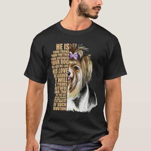 Biewer Terrier Dog verkookt Inspirerend voor T-shirt (Voorkant)