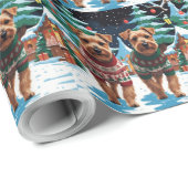 Biewer Terrier Dogs Christmas Snow Holiday Cadeaupapier (Rol Hoek)