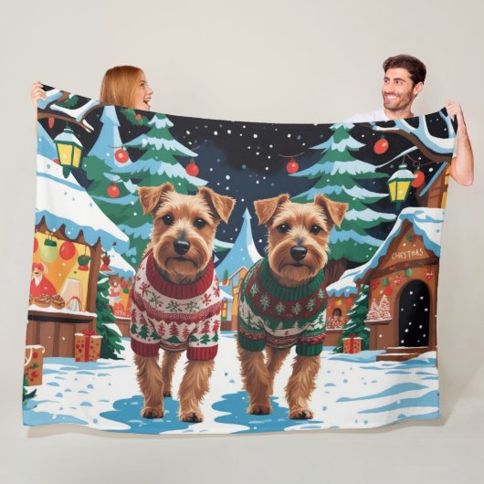 Biewer Terrier Dogs Christmas Snow Holiday Fleece Deken (In situ)
