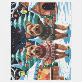 Biewer Terrier Dogs Christmas Snow Holiday Fleece Deken (Voorkant)