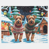 Biewer Terrier Dogs Christmas Snow Holiday Fleece Deken (Voorkant (Horizontaal))