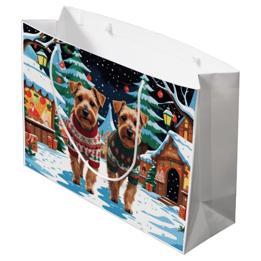 Biewer Terrier Dogs Christmas Snow Holiday Groot Cadeauzakje (Achterkant Gekanteld)