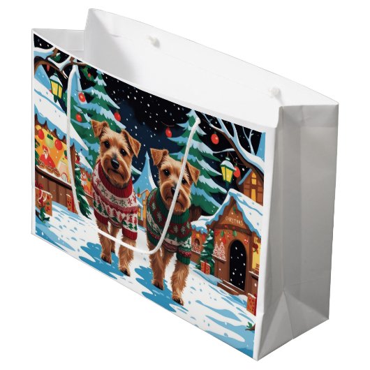 Biewer Terrier Dogs Christmas Snow Holiday Groot Cadeauzakje (Voorkant Gekanteld)