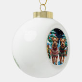 Biewer Terrier Dogs Christmas Snow Holiday Keramische Bal Ornament (Links)