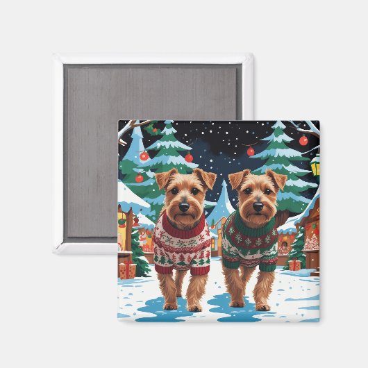 Biewer Terrier Dogs Christmas Snow Holiday Magneet (Voorkant / Achterkant)