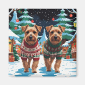 Biewer Terrier Dogs Christmas Snow Holiday Magneet (Voorkant)