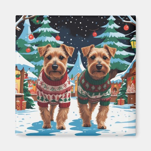 Biewer Terrier Dogs Christmas Snow Holiday Magneet (Voorkant)