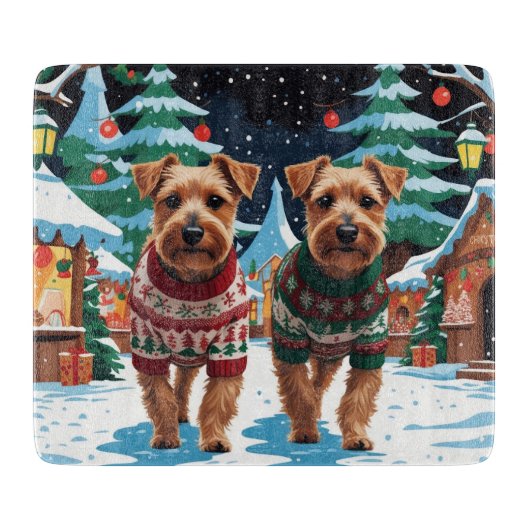 Biewer Terrier Dogs Christmas Snow Holiday Snijplank (Voorkant)
