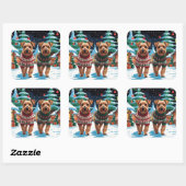 Biewer Terrier Dogs Christmas Snow Holiday Vierkante Sticker (Vel)